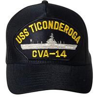 Artisan Owl United States Navy USS Ticonderoga CVA-14 Aircraft Carrier Ship Emblem Patch Hat –