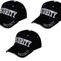 Artisan Owl Security Baseball Embroidered Cap - Adjustable Hook and Loop Closure (Black) - 3 Pack