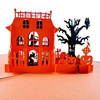 iGifts And Cards Creepy Haunted Mansion 3D Pop Up Greeting Card - Happy Halloween Pumpkin, Friendly 