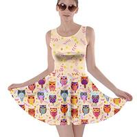 CowCow Womens Leafs Moccasin Owls Pattern Skater Dress - 5XL