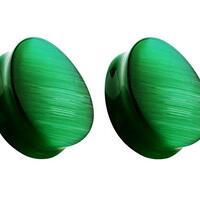 Pierced Owl Natural Green Cat's Eye Stone Double Flared Tear Drop Plugs, Sold as a Pair (12mm (