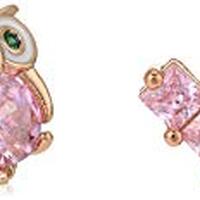 Betsey Johnson CZ Stone Delicate Owl & Heart Duo Stud Earrings Set