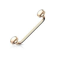 Pierced Owl Flat Disc End 90 Degree Bent Staple Barbell Tongue Ring (Rose Gold Tone)
