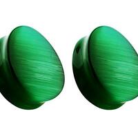 Pierced Owl Natural Green Cat's Eye Stone Double Flared Tear Drop Plugs, Sold as a Pair (24mm (