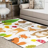 ALAZA Hipster Fox Deer Bear Owl Bird Rabbit Mushroom Area Rug Rugs for Living Room Bedroom 5'3&