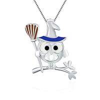 LGSY 925 Sterling Silver Magical Owl Witch Cage Pendants Crafting Charm for DIY Necklace Bracelet Je