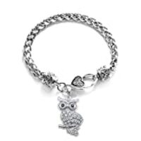 Inspired Silver - Owl Braided Bracelet for Women - Silver Customized Charm Bracelet with Cubic Zirco