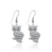 Inspired Silver - Owl Charm Earrings for Women - Silver Customized Charm French Hook Drop Earrings w