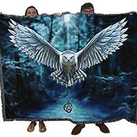 Pure Country Weavers Awake Your Magic Owl Pentagram Woven Blanket by Anne Stokes - Fantasy Gift Cott