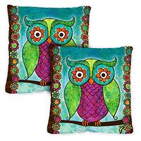 Toland Home Garden 761202 Set of 2 Rainbow Owl Bird Pillow Covers 18x18 Inch Owls Outdoor Square Ind