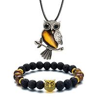 Softones Owl Necklace Healing Crystals Necklace for Women Men Reiki Spiritual Energy Gemstone Neckla