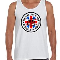 Tribal T-Shirts Northern Soul Night Owl Union Jack Men's Vest Tank Top (XL, White)