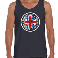 Northern Soul Night Owl Union Jack Men's Vest Tank Top (Medium, Black)