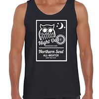 Night Owl Underground Dance Northern Soul Men's Vest Tank Top (Small, Black)