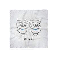 Lunarable Party Hairscarf, Owl Twins with Bowties, Head Wrap, 35" X 35", Blue Charcoal