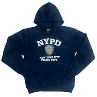 Officially Licensed City of New York Police Department NYPD Emblem Navy Blue Hooded Sweatshirt (2XL)