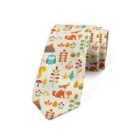 Ambesonne Necktie, Owl Fox Squirrel Birds, Dress Tie, 3.7", Multicolor