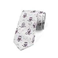 Ambesonne Necktie, Owls on the Branch, 3.7", Eggplant White