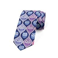 Ambesonne Necktie, Vertical Sleeping Owls, Dress Tie, 3.7", Purple Pink