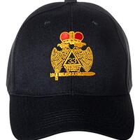 Artisan Owl 33rd Degree Scottish Rite Freemason Embroidered Black Adjustable Baseball Cap (Wings Dow