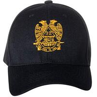 Artisan Owl 32nd Degree Scottish Rite Freemason Embroidered Black Adjustable Baseball Cap (Wings Dow