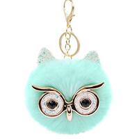 FEBD Puffball Owl Faux Fur Pom Pom Keychain Handbag Purse Jewellry Holder Keyring Backpack Pendants(