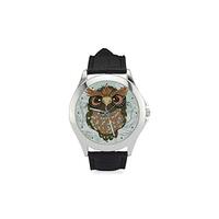 InterestPrint Abstract Owl in Hipster Ethnic Waterproof Women's Classic Wrist Watch with Black 