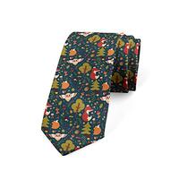 Ambesonne Men's Tie, Fox Squirrel Owl Acorn, Necktie, 3.7", Dark Teal Multicolor