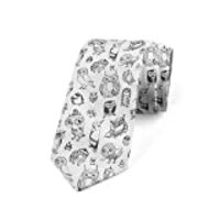 Lunarable Men's Tie, Owl Design, 3.7", White Black
