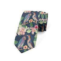 Ambesonne Necktie, Exotic Birds Owl Avian, Dress Tie, 3.7", Multicolor