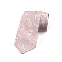 Ambesonne Men's Tie, Pink Owls Birds Floral, Necktie, 3.7", Pale Pink White