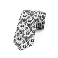 Ambesonne Men's Tie, Victorian Owls Flourish, Necktie, 3.7", Black Grey White