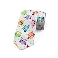 Ambesonne Necktie, Owls Face Expressions, Dress Tie, 3.7", Multicolor