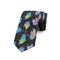Lunarable Men's Tie, Ghost Owls in Galaxy Theme, Necktie, 3.7", Multicolor