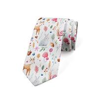 Ambesonne Men's Tie, Deer Snail Owl, Necktie, 3.7", Multicolor