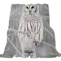 Singingin Ultra Soft Flannel Fleece Bed Blanket Cute White Owl Perch On Tree Branch Throw Blanket Al