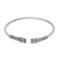 NOVICA Artisan Handmade Sterling Silver Cuff Bracelet Owl from India Animal Themed Owlbird [7.75 in 