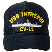 Artisan Owl United States Navy USS Intrepid CV-11 Aircraft Carrier Ship Emblem Patch Hat – Adj
