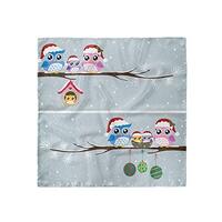 Ambesonne Owl Head Scarf, Owls with Santa Hats, Hair Wrap, 35" X 35"