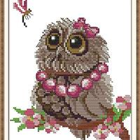 Cross Stitch Kits, Awesocrafts Owls and Dragonfly Tree Cute Summer Easy Patterns Cross Stitching Emb