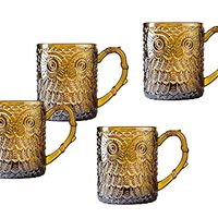 Godinger Owl Mug Beverage Coffee Hot Chocolate Cup with Handle - Set of 4