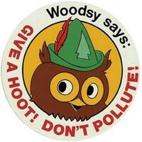 Woodsy says: Give a Hoot! Don't Pollute! Round Decal Retro Vintage Decal Sticker Souvenir Skate