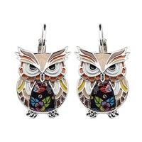 NEWEI Enamel Alloy Anime Owl Parrot Earrings Studs French Clip Dangle Fashion Bird Jewelry For Women