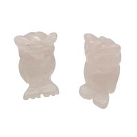 2 Wisdom Carved Rose Quartz Owl Beads for Jewelry Making