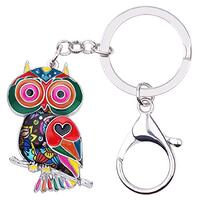 BONSNY Enamel Metal Chain Owl Key Chains For Women Car bag Charms Pendant Gifts (Multi)