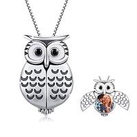 MEDWISE Locket Necklace That Holds Pictures 925 Sterling Silver Cute Wisdom Owl Style Photo Locket N
