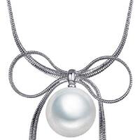White Gold Plated Chain with Pearl Bottle Shape or Bowknot Pendant Necklace (Bow knot)