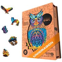 UNIDRAGON Original Wooden Jigsaw Puzzles - Charming Owl, 101 Pieces, Small Size 5.9"x10.2"