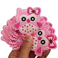 2.8“x2.5" 12pcs Woodland Animal Spring Pink Owl Hoot Iron On Embroidered Patches Applique