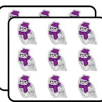 Owl Scarf Sketch 2" 18 Pack Planner Calender Scrapbooking Crafting Stickers